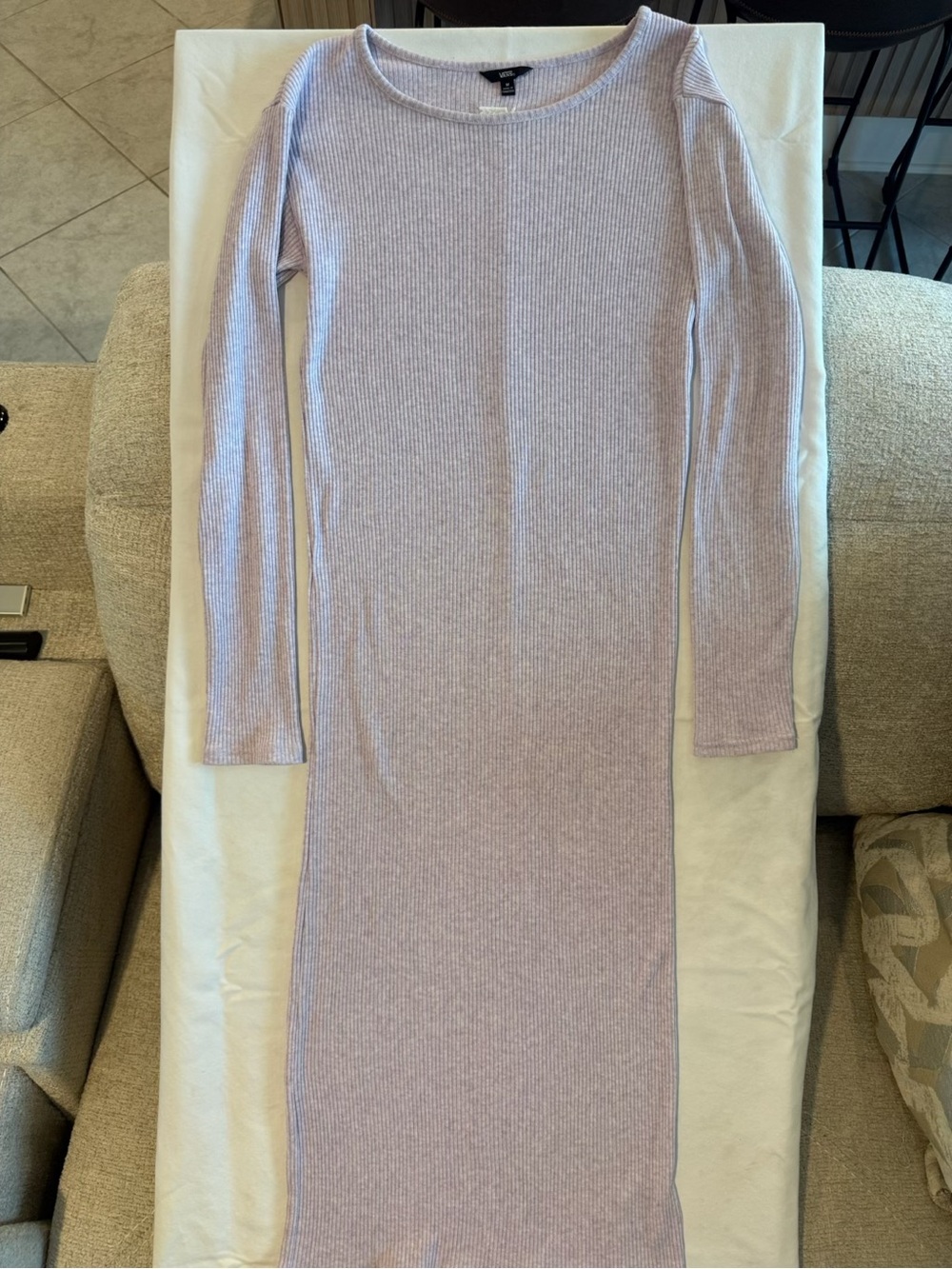 Vans Light Lavender Ribbed Long Sleeve Bodycon Dress